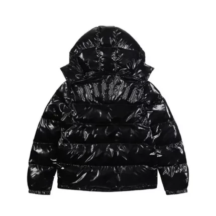 Shiny Black Trapstar Irongate Jacket Detachable Hood
